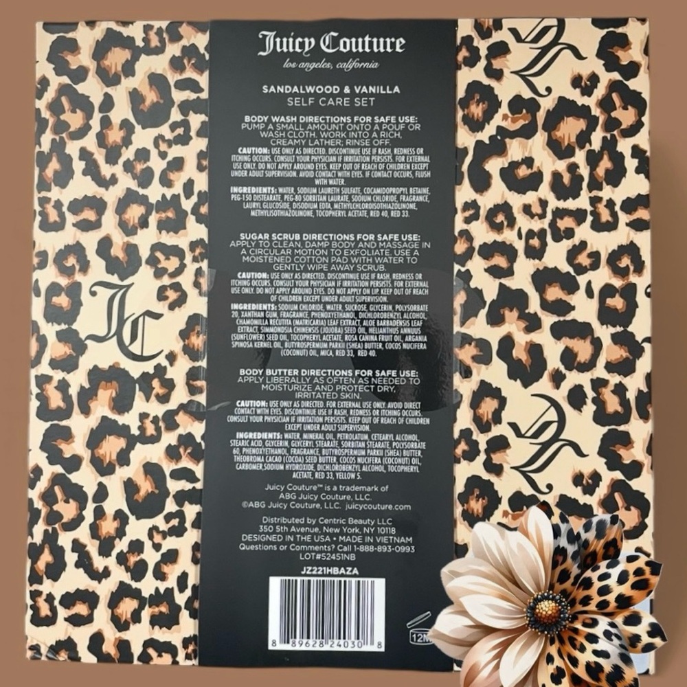 Juicy Couture Self Care Set~Gift Box Sandalwood Vanilla Wash Butter Scrub NIB - Picture 2 of 2